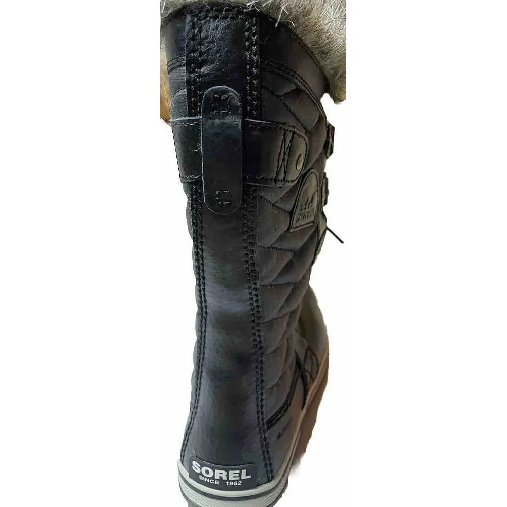 SOREL Tofino II Faux Fur Lined Waterproof Women's Boots Black Lace Up Sz 5.5 NEW